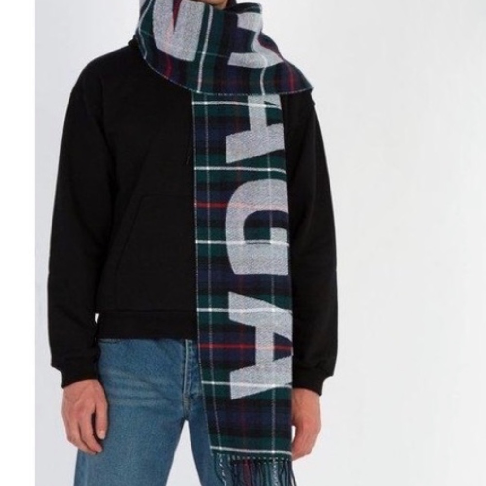 Balenciaga Multicolor Tartan Logo Scarf - Picture 2 of 8